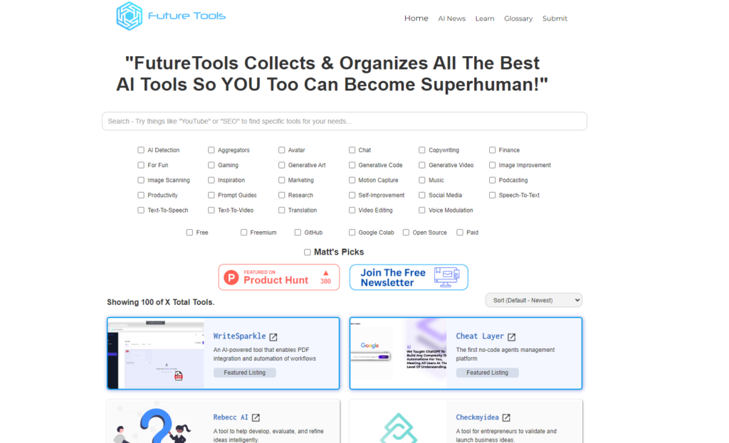 future tools home page